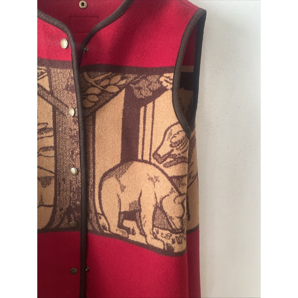 Rare Vintage Pendelton Field Jacket With Intarsia Wool Wildlife Vest Beaver Deer - Picture 16 of 16